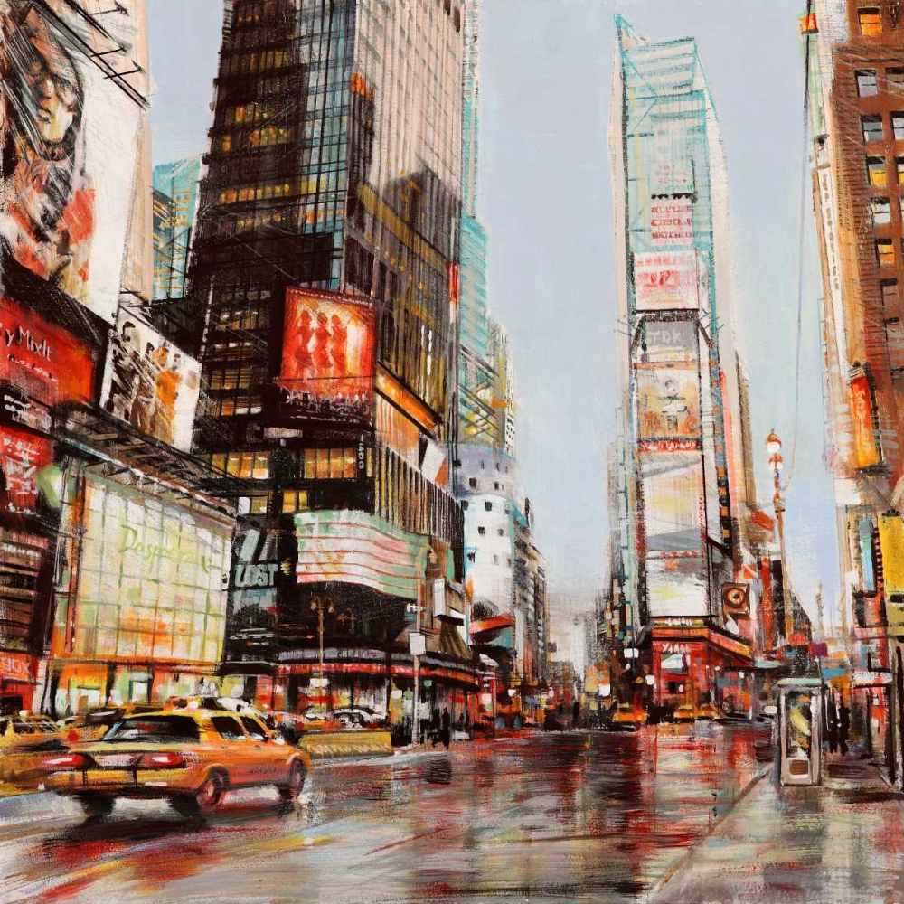 Wall Art Painting id:42613, Name: Taxi in Times Square, Artist: Mannarini, John B.