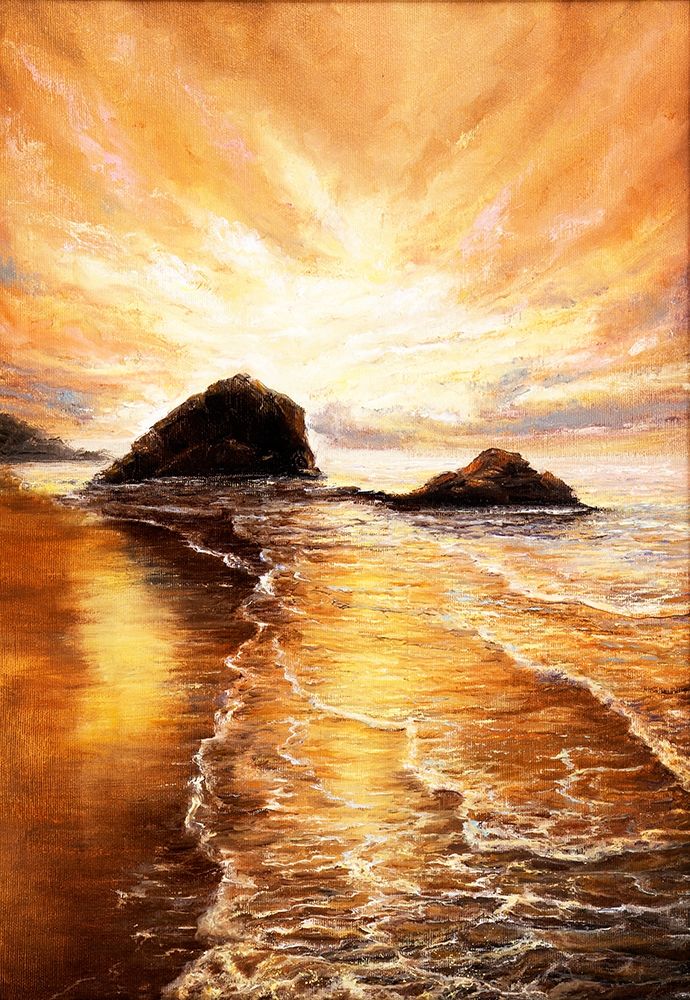 Wall Art Painting id:261506, Name: Sunset Over Beach, Artist: Dimitrov, Boyan