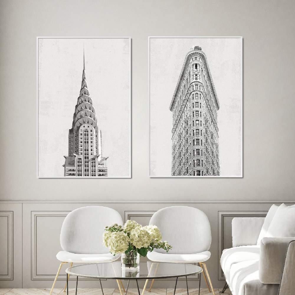 Set of wall art painting,NYC Building 