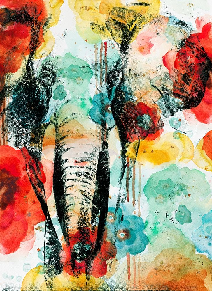 Wall Art Painting id:205353, Name: Vibrant Elephant, Artist: Pinto, Patricia