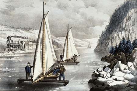 Wall Art Painting id:185964, Name: Ice Boat Race On The Hudson, Artist: Ives, Currier and