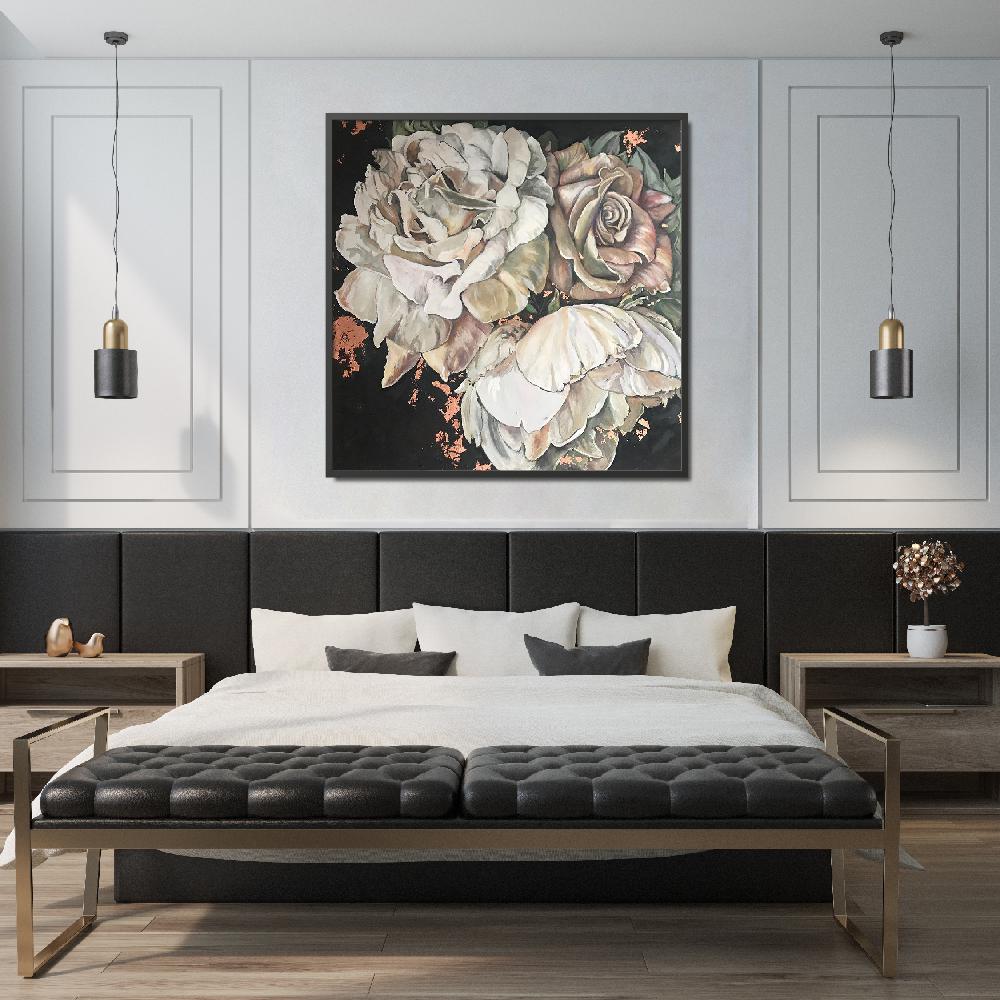Set of wall art painting,Beige Roses