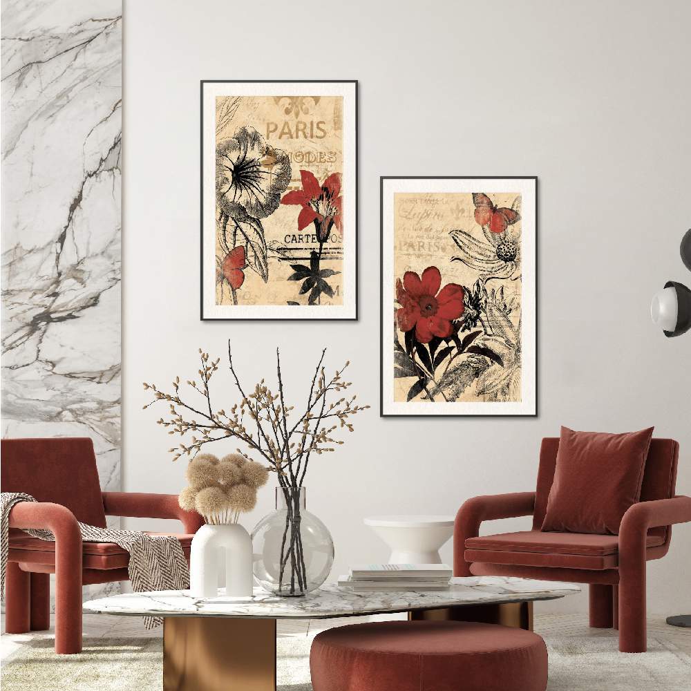 Set of wall art painting,Flower Collage