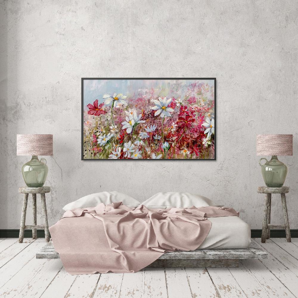 Set of wall art painting,Wildflower Fance