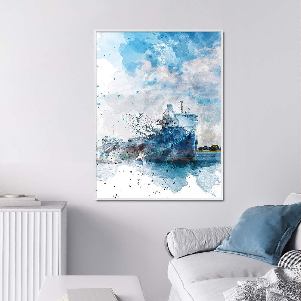 Set of wall art painting,Freighter 
