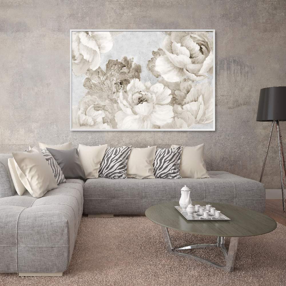 Set of wall art painting,White Neutral Floral Chic