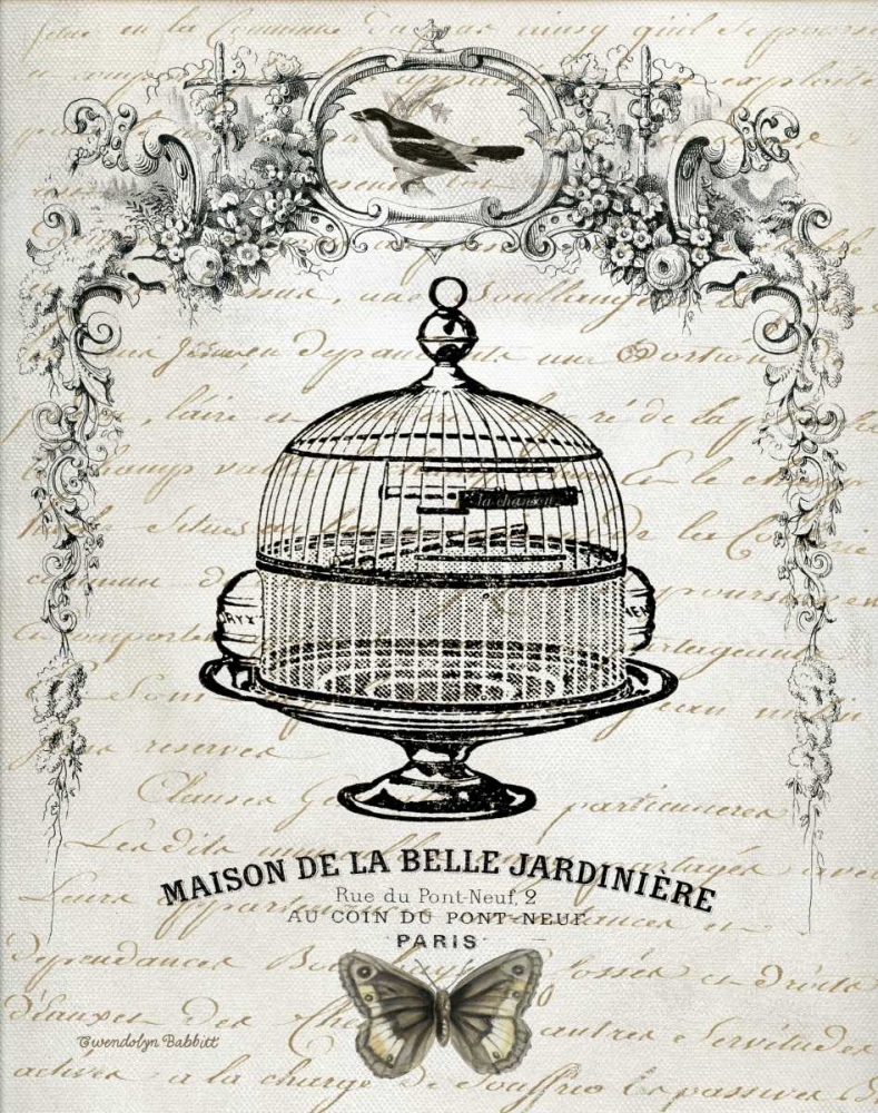 Wall Art Painting id:9323, Name: French Birdcage I, Artist: Babbitt, Gwendolyn