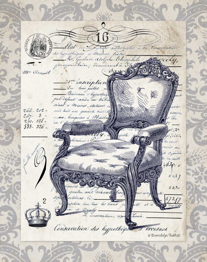 Wall Art Painting id:143239, Name: Indigo Chair II, Artist: Babbitt, Gwendolyn