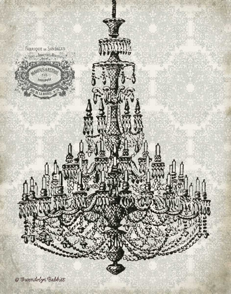 Wall Art Painting id:143286, Name: Vintage Chandelier I, Artist: Babbitt, Gwendolyn