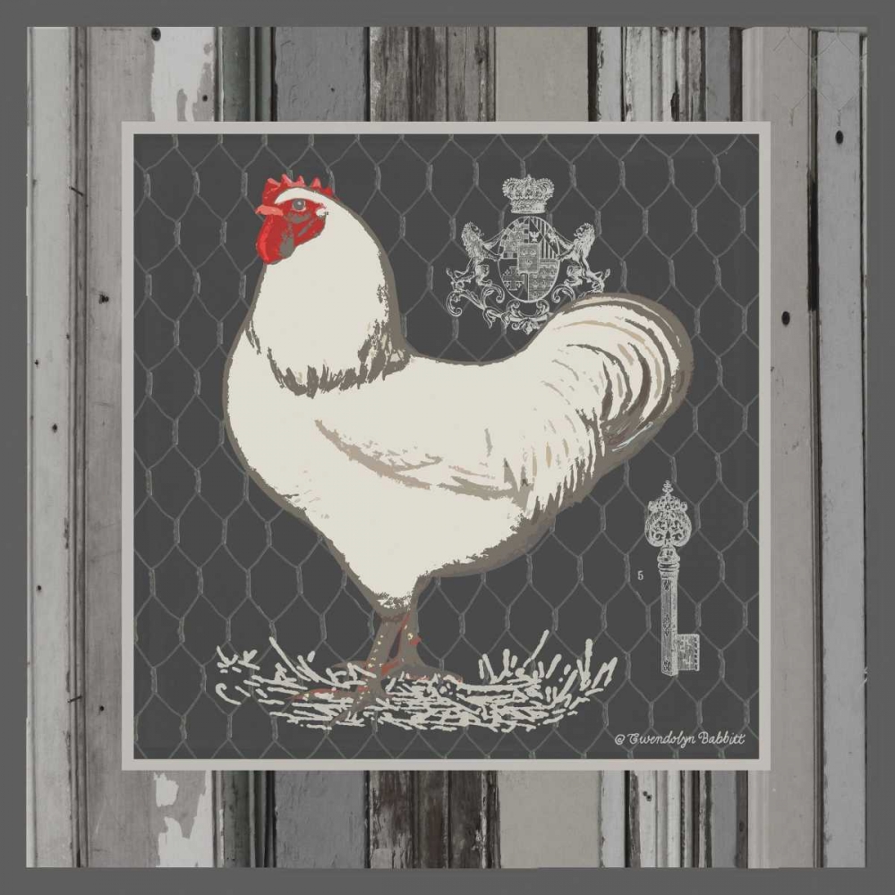 Art Print: White Rooster