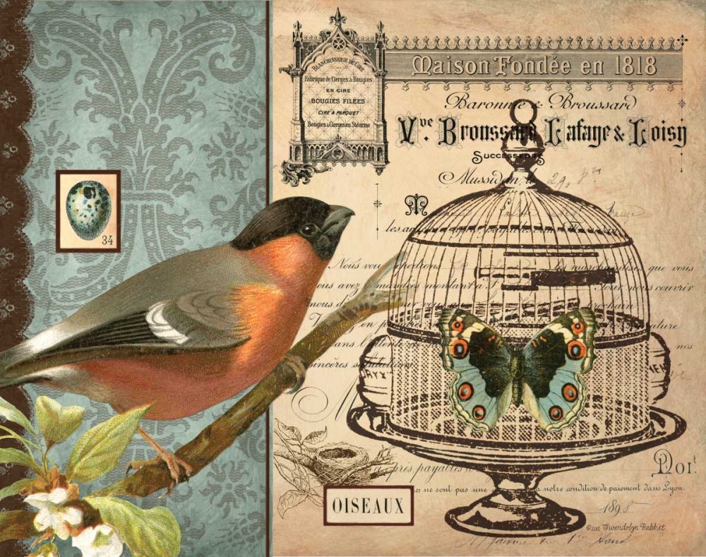 Art Print: Bird and Cage I