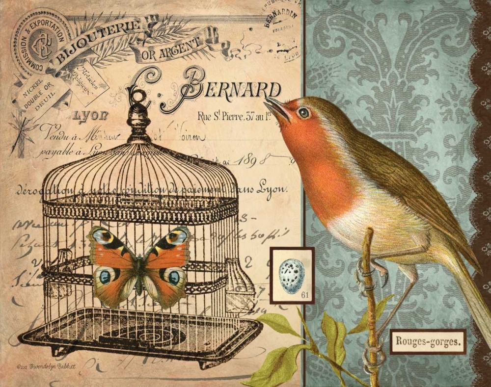 Art Print: Bird and Cage II