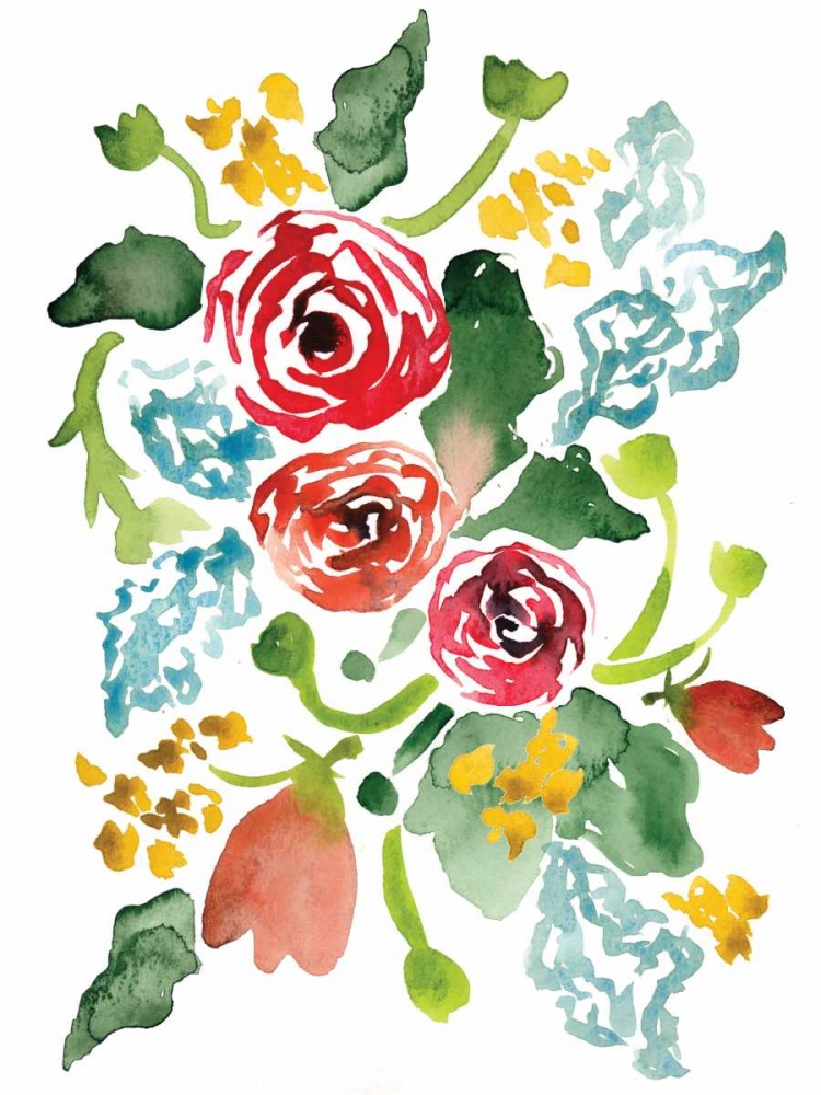 Wall Art Painting id:143558, Name: Red Floral Array I, Artist: Berrenson, Sara