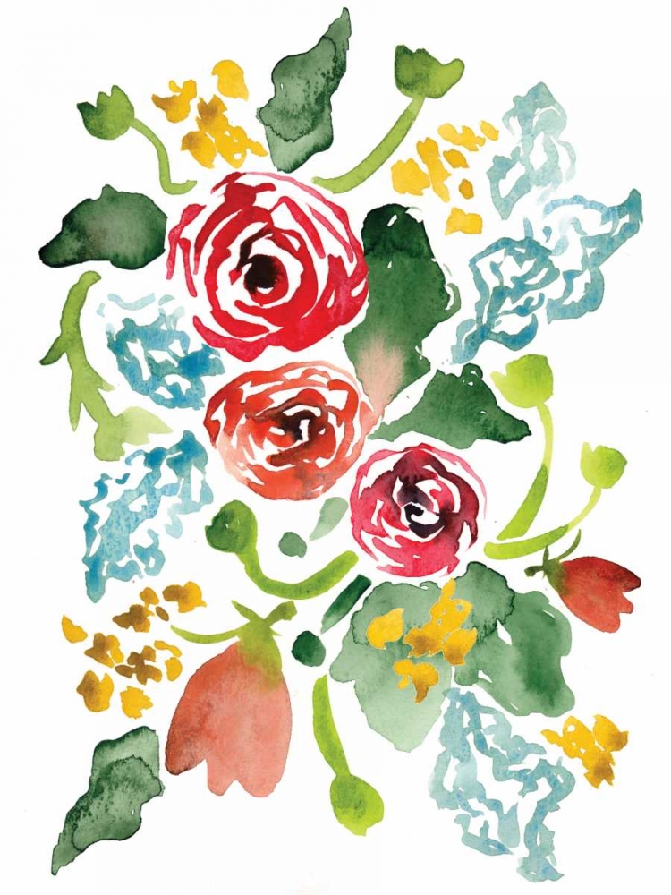 Art Print: Red Floral Array I