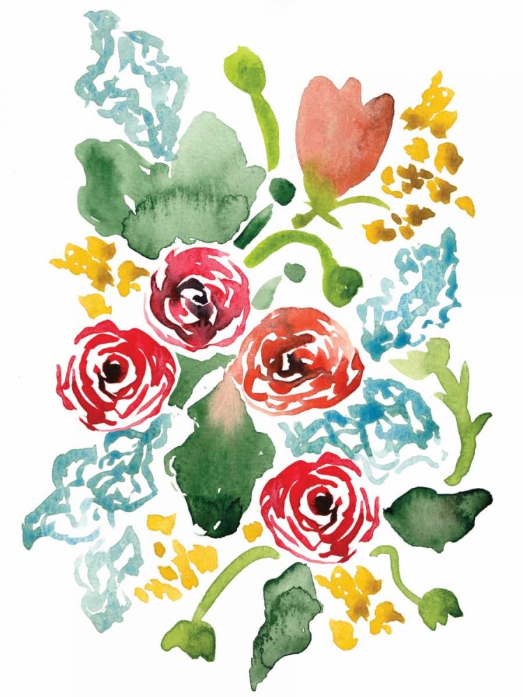 Art Print: Red Floral Array II