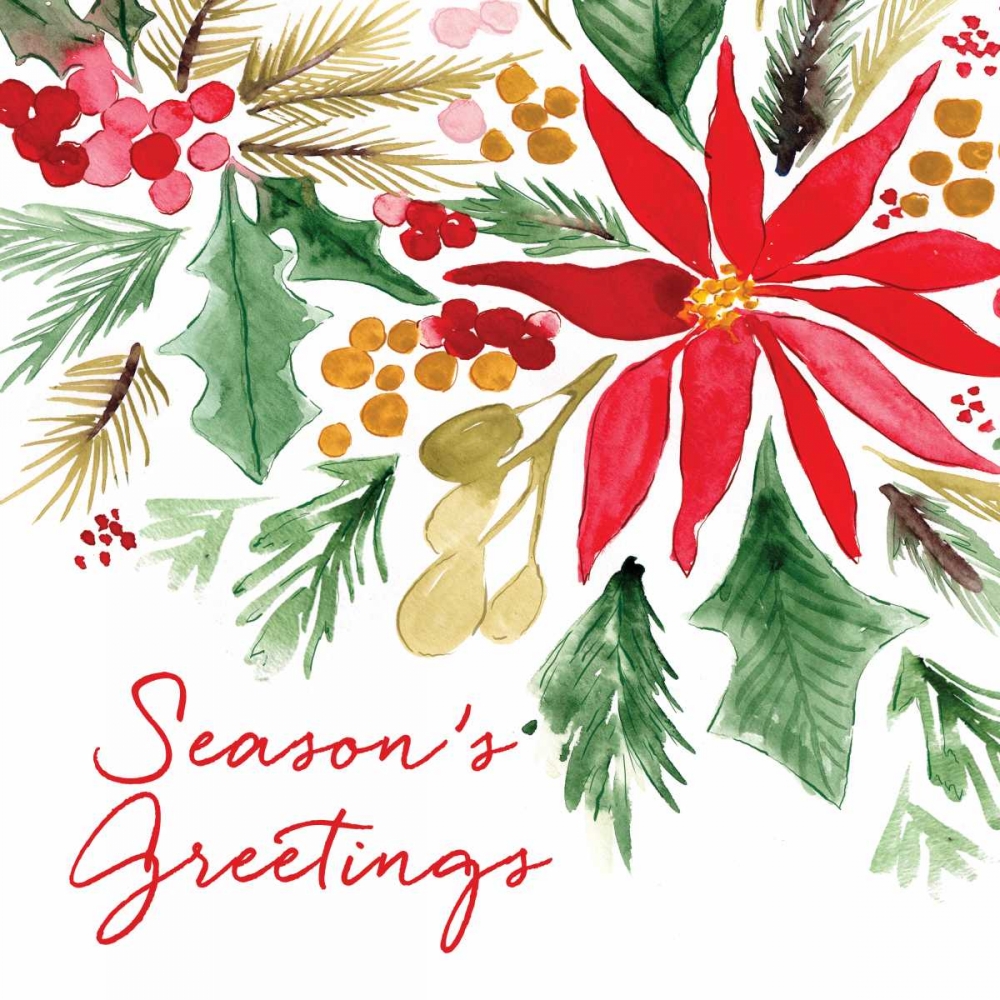 Art Print: Poinsettia Pine Sq