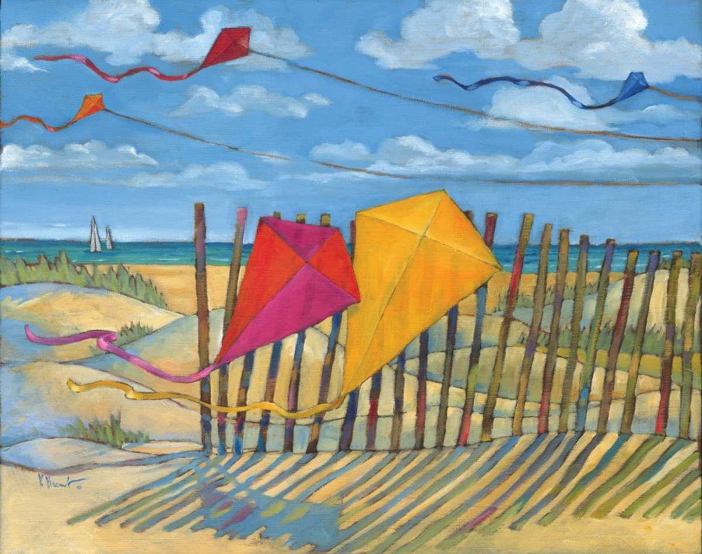 Art Print: Beach Kites Yellow