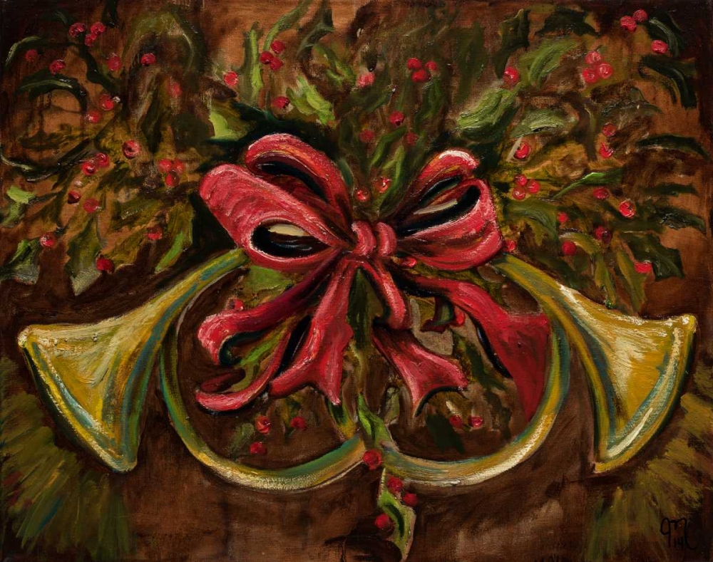 Wall Art Painting id:163979, Name: Christmas Red Ribbon, Artist: Monahan, Jodi