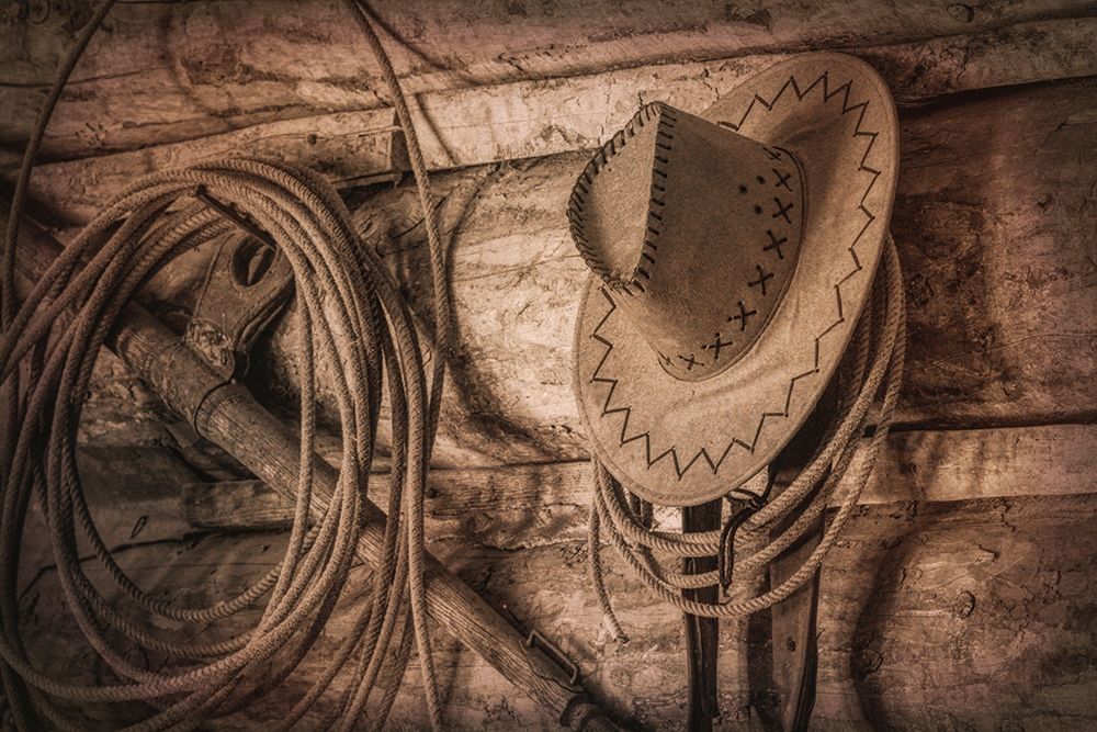 Art Print: Cowboy Hat and Rope