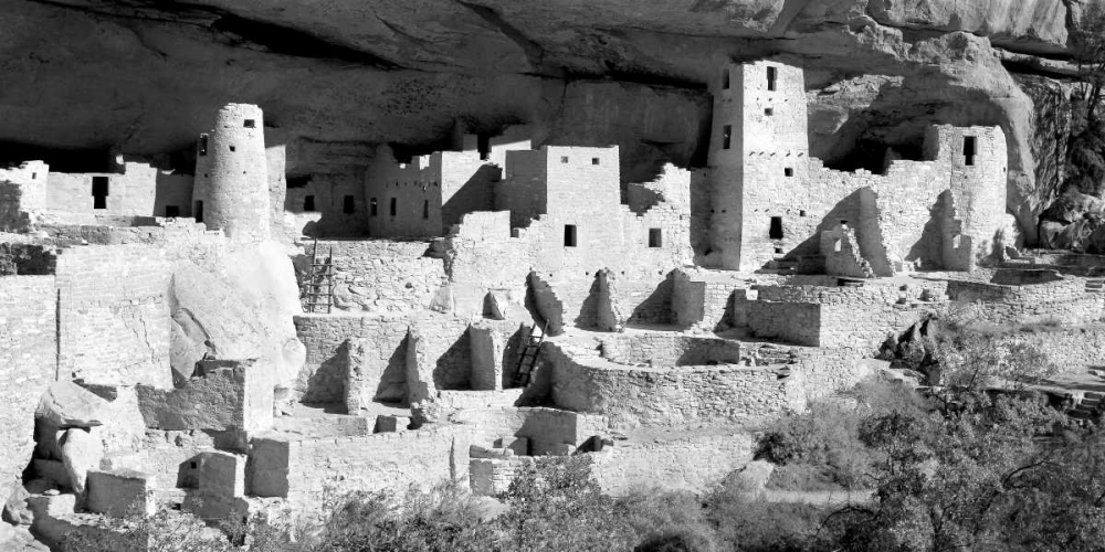 Art Print: Cliff Palace at Mesa Verde BW