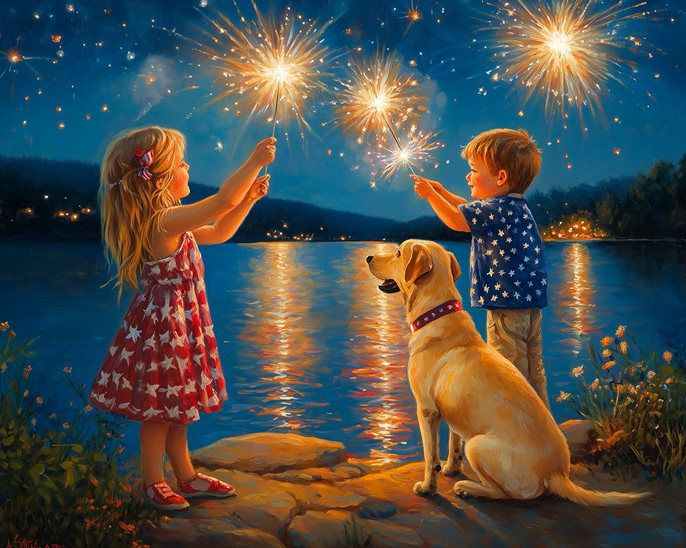 Wall Art Painting id:777493, Name: Fireworks Time, Artist: Stewart, Shawna