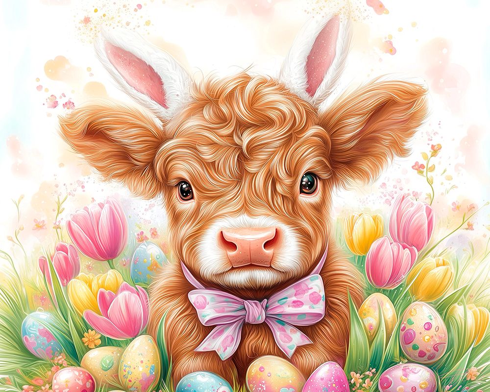 Wall Art Painting id:777511, Name: Easter Cow, Artist: Stewart, Shawna