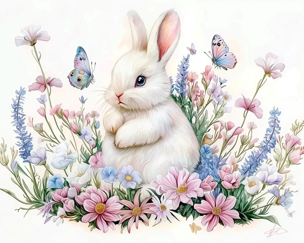 Wall Art Painting id:777512, Name: Flower Bunny, Artist: Stewart, Shawna