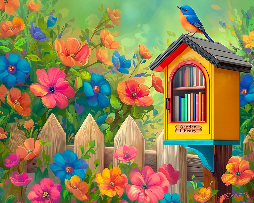 Wall Art Painting id:777518, Name: Library Garden 3, Artist: Stewart, Shawna