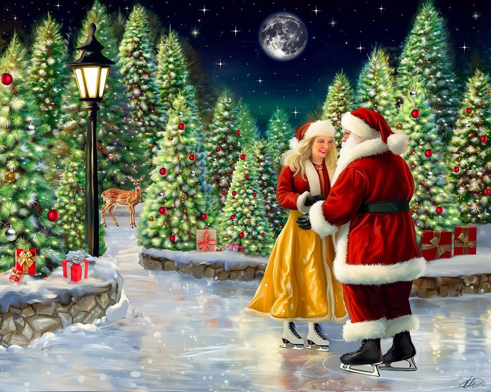 Wall Art Painting id:777590, Name: Ice Skating Date Night, Artist: Stewart, Shawna