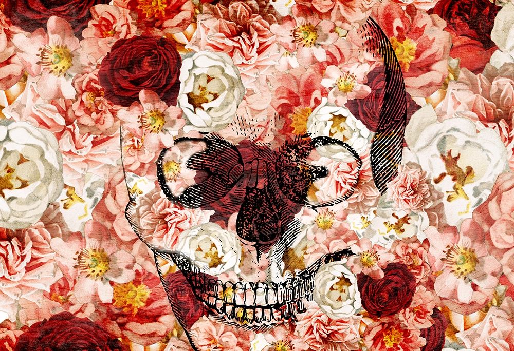 Wall Art Painting id:276368, Name: Skull Flowers, Artist: Bailey, Ann