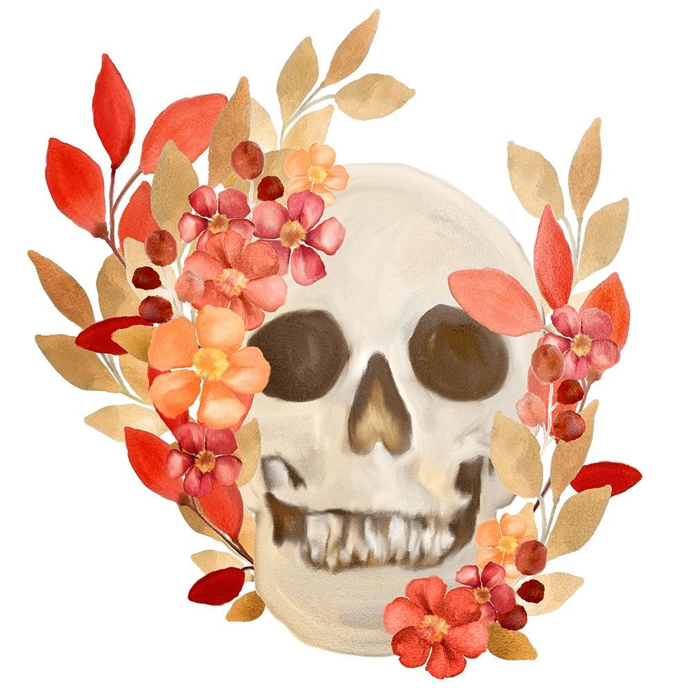Wall Art Painting id:276468, Name: Fall Floral Skull, Artist: Bailey, Ann
