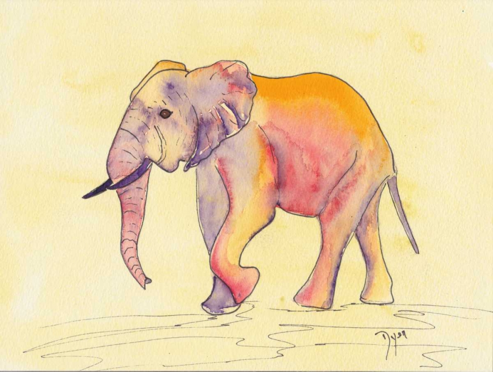 Wall Art Painting id:86242, Name: Rainbow Elephant, Artist: Dyer, Beverly