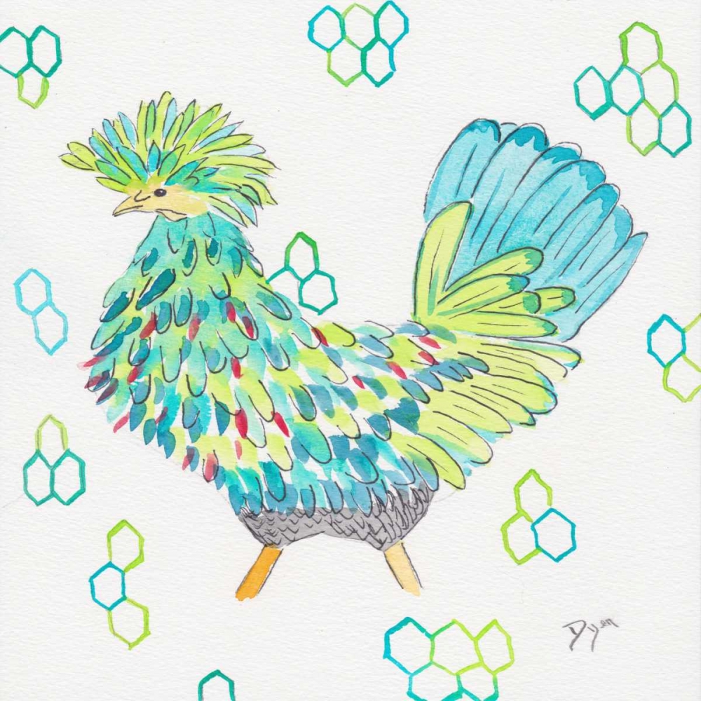 Art Print: Funky Chicken Squared 2