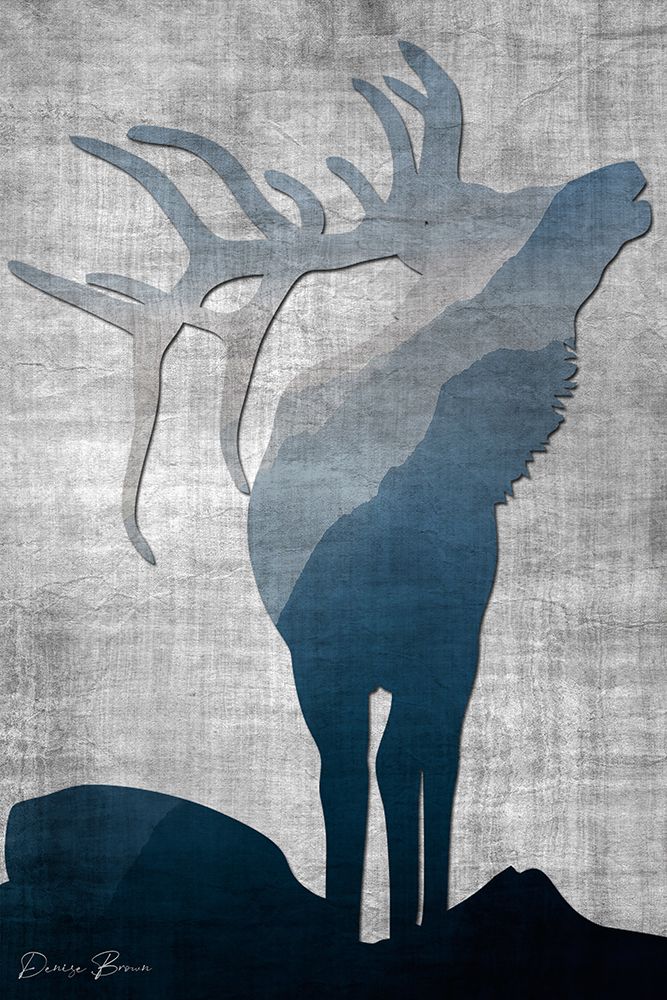 Wall Art Painting id:455409, Name: Buck Silhouette 1, Artist: Brown, Denise