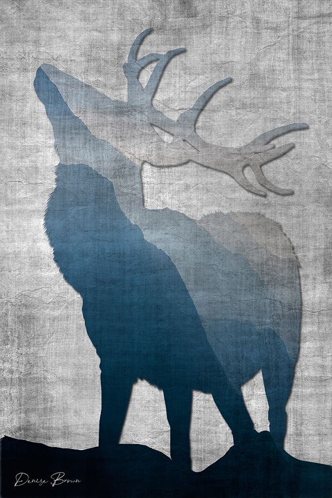 Wall Art Painting id:455411, Name: Buck Silhouette 2, Artist: Brown, Denise