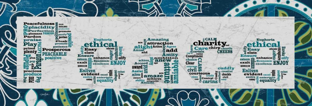 Wall Art Painting id:74928, Name: Blue Pattern Peace, Artist: Stimson, Diane