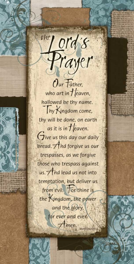 Wall Art Painting id:74971, Name: Patchwork Lords Prayer Blue, Artist: Stimson, Diane