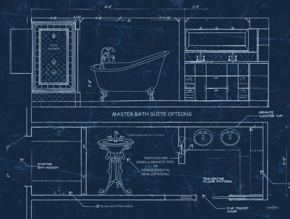 Wall Art Painting id:75158, Name: Bath Blueprint 1, Artist: Stimson, Diane
