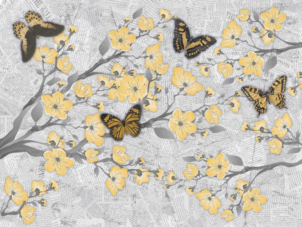 Wall Art Painting id:75185, Name: Cherry Blossom Bflies, Artist: Stimson, Diane