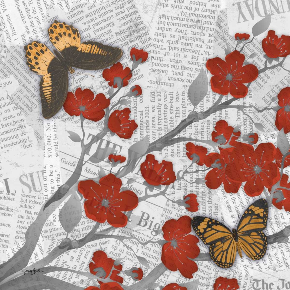 Wall Art Painting id:75487, Name: Cherry Blossom Bflies 3, Artist: Stimson, Diane