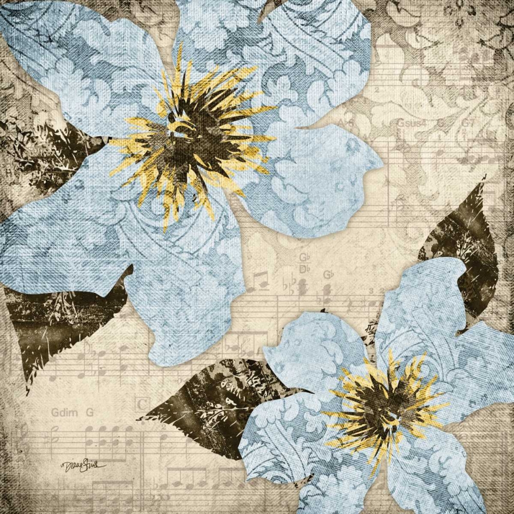 Wall Art Painting id:75539, Name: Flora Symphony 4 Blue, Artist: Stimson, Diane