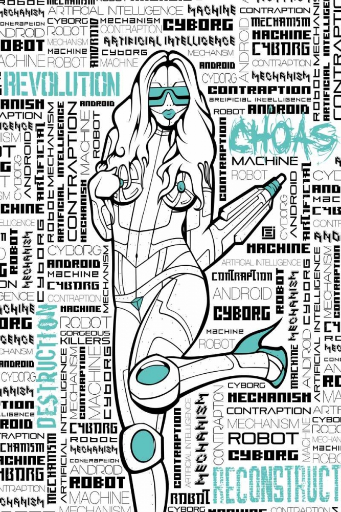 Wall art: Robot Chick, by Rodriquez Jr., Enrique