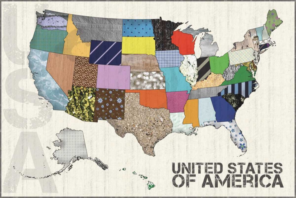 Wall art: US Map, by Gibbons, Lauren