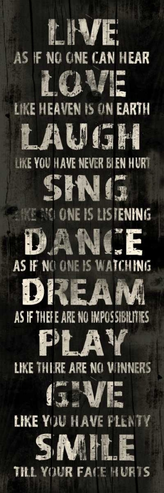 Wall Art Painting id:25524, Name: LIVE, Artist: Grey, Jace