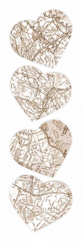 Wall Art Painting id:25630, Name: Map To  Your Heart  2, Artist: Grey, Jace