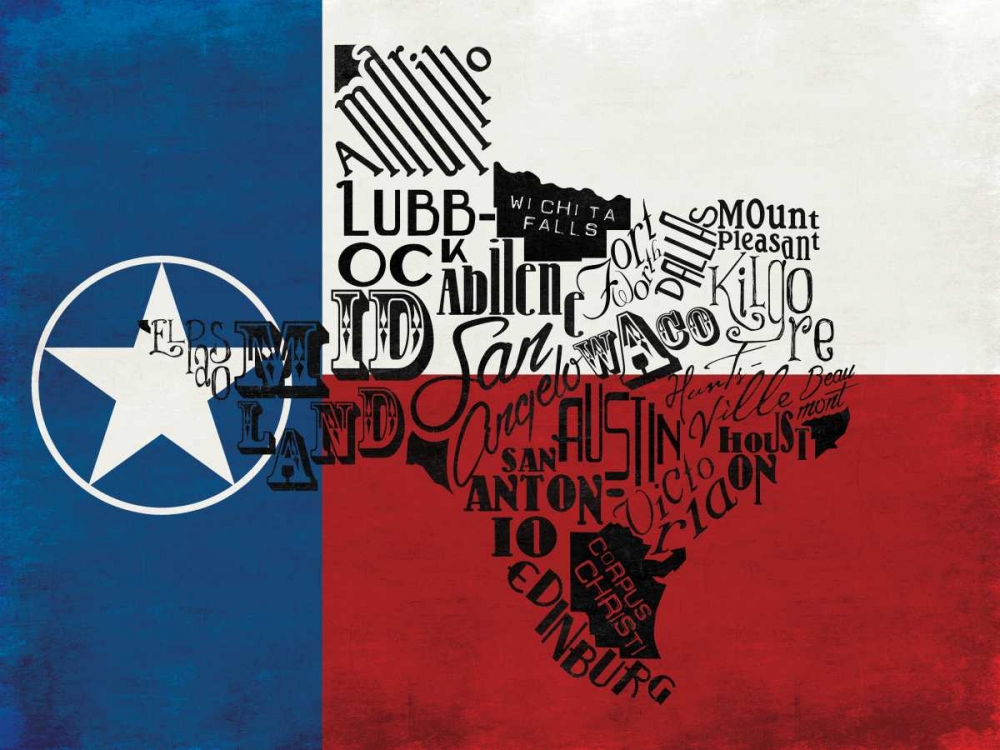 Wall Art Painting id:106403, Name: Rustic Texas Flag, Artist: Grey, Jace