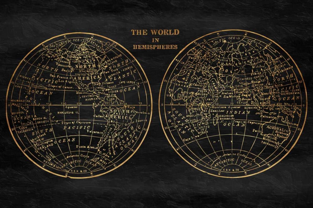 Wall art: Gold World Map, by Grey, Jace
