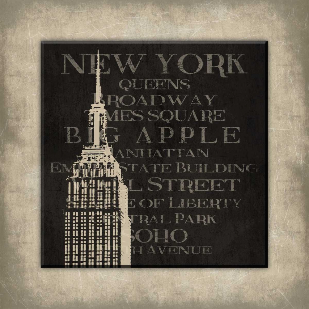 Wall Art Painting id:37546, Name: New york type bordered, Artist: Grey, Jace