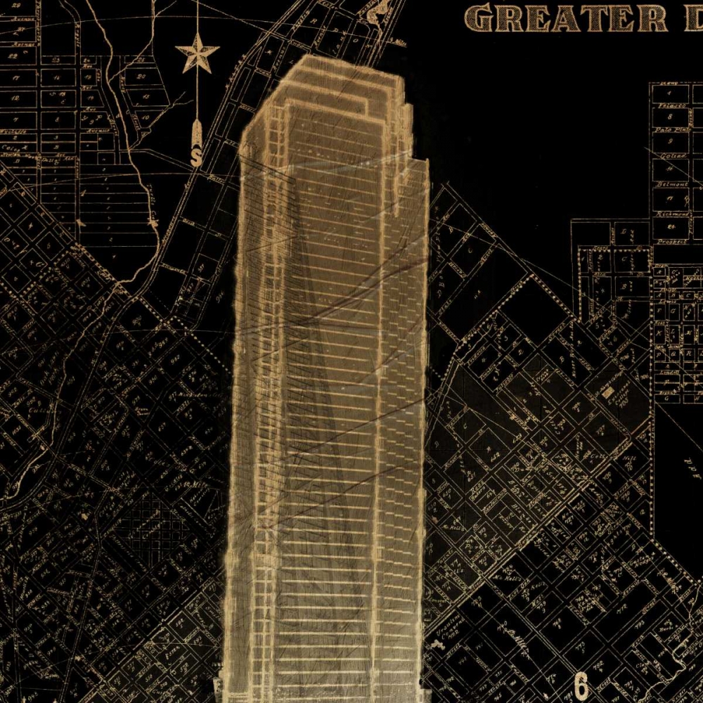 Wall art: Dallas Map, by Grey, Jace