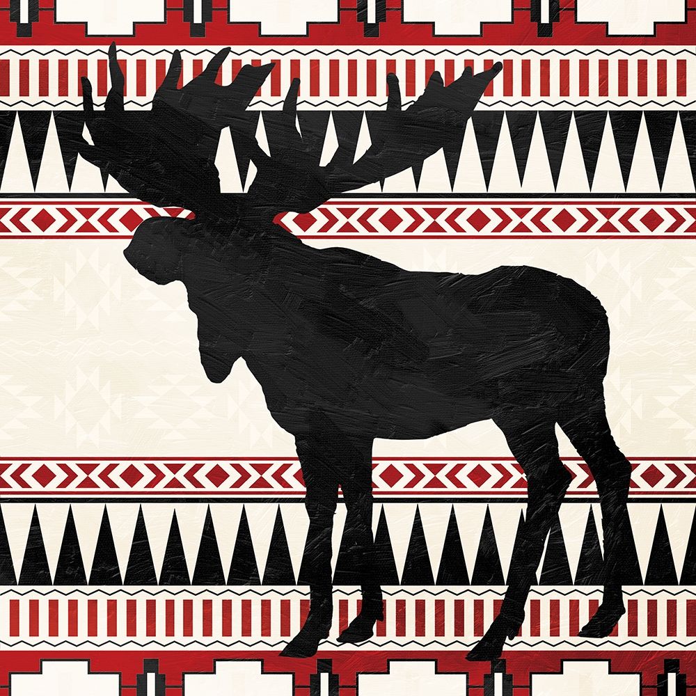 Wall Art Painting id:222784, Name: Aztec Moose Red, Artist: Grey, Jace